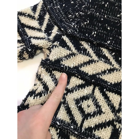 Cliche Couture Womens Pullover Chunky Sweater Geometric Pattern Medium M Gray - Picture 12 of 12